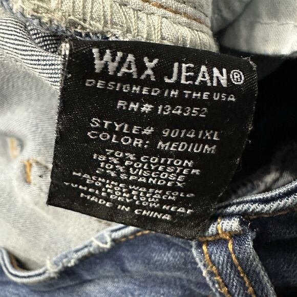 Wax Jean Women's Plus Sz 14 Denim Blue Distressed Dark High Rise Skinny Jeans - Picture 9 of 15
